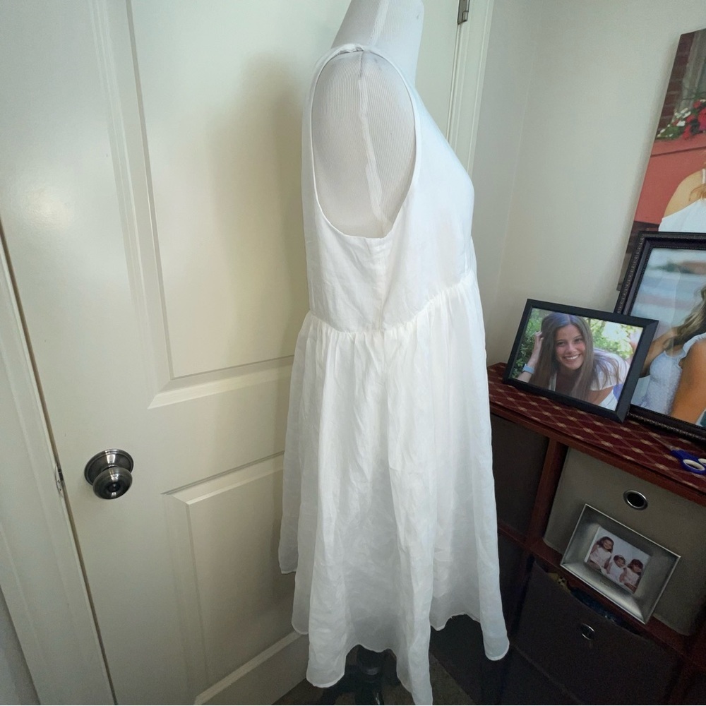 J Crew Double V Neck Ramie Cotton Sleeveless Dress M - Picture 8 of 17